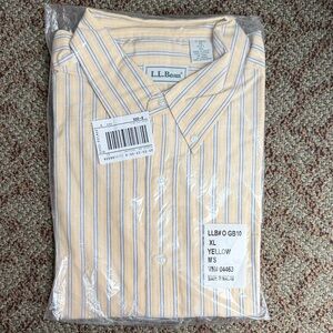 NWT. L.L. Bean Men's Yellow and Blue Striped Shirt